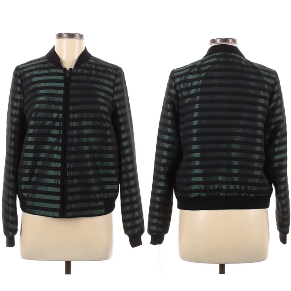 Helene Berman Dressy Casual Varsity Jacket Black/Green SIZE M NEW